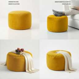 Lemon Velvet Beanbag Ottoman Round Footstool Pouf - 7 Sizes - thumbnail 3