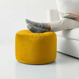 Lemon Velvet Beanbag Ottoman Round Footstool Pouf - 7 Sizes - thumbnail 1