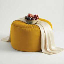 Lemon Velvet Beanbag Ottoman Round Footstool Pouf - 7 Sizes - thumbnail 2