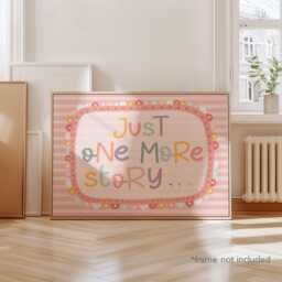 Just One More Story Print in Pastel, Time, Book Corner Art, Colourful Children's Bedroom Decor, Nursery, Playroom Wall Art - thumbnail 2