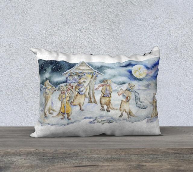 Otter Musicians Watercolor Cushion Cover - image 1