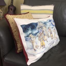 Otter Musicians Watercolor Cushion Cover - thumbnail 2
