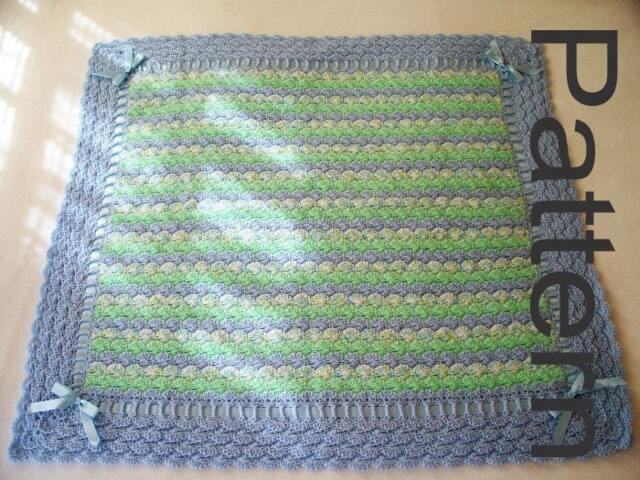 PDF Pattern Crocheted Shell Stitch Baby Boy Blanket Afghan Original Design - image 1
