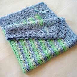 PDF Pattern Crocheted Shell Stitch Baby Boy Blanket Afghan Original Design - thumbnail 4