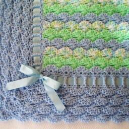 PDF Pattern Crocheted Shell Stitch Baby Boy Blanket Afghan Original Design - thumbnail 2