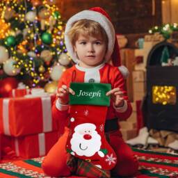 Personalised Embroidered Christmas Stocking Red Green Santa Snowman Reindeer Custom Eve Traditional Kids Xmas Family Fireplace Penguin - thumbnail 3