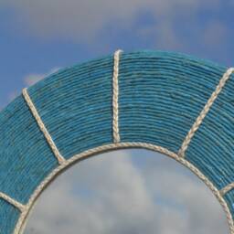 Blue Round Mirror, Hemp Rope Mirror, Wall Hanging Rustic Decor, Boho Handmade Mirrors, Decorative Mirrors - thumbnail 2