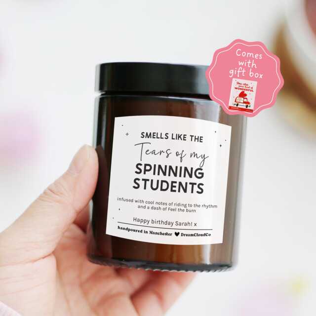 Funny Spin Class Candle Gift For Her Instructor - Farewell Thank You Spinning Gym Birthday Friend - image 1