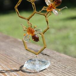 Glass Honeycomb & Bee Collectible Figurine Blown Honeybee Honeybee Honey Comb - thumbnail 2