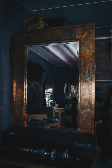Industrial Rustic Copper Style Framed Bevelled Mirror Modern Look & Medium - image 1