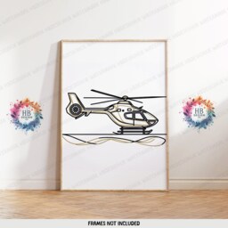 Boho Helicopter Posters - Set Of 3 Gold Prints - Boys Bedroom Decor Aircraft Wall Art Line Drawing Style Print Aviation Poster Gifts - thumbnail 3