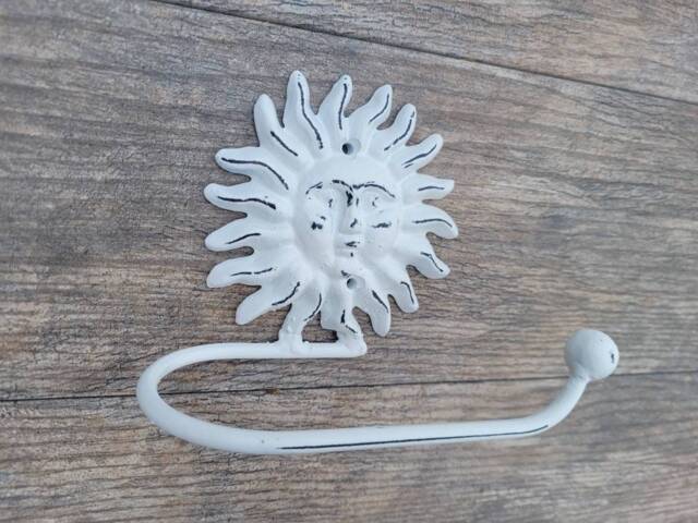 Sun Toilet Paper Holder, Tp Tissue Towel Wall Hook Hanger, Iron Holder, Celestial Bathroom, Moon Shabby Chic - image 1