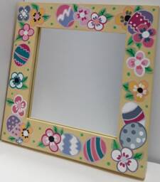 Colorful Hand Painted Easter Theme Wood Mirror - thumbnail 1