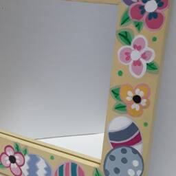 Colorful Hand Painted Easter Theme Wood Mirror - thumbnail 2