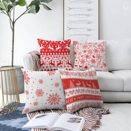 Christmas Pillow Covers With Reindeers, Snow & Tree On White - Double Sided Printing The Soft Chenille Different Sizes Oeko-Tex?? - thumbnail 1