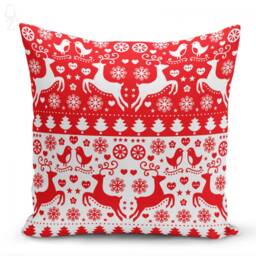 Christmas Pillow Covers With Reindeers, Snow & Tree On White - Double Sided Printing The Soft Chenille Different Sizes Oeko-Tex?? - thumbnail 2