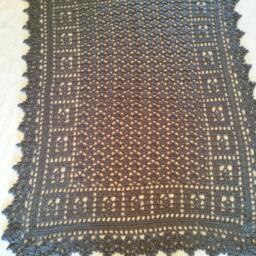 Dark Grey Lace Hand Crocheted Baby Blanket - thumbnail 4