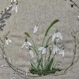 Snowdrop Embroidered Linen Cushion, Natural Linen, Handmade, Zipped 30x30, 35x35, 45x45 cms, C/W Inner, Country Home Decor, Scatter Cushion - thumbnail 3