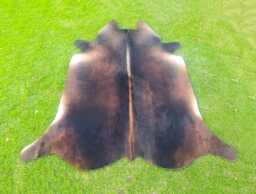 Brindle Brown Unique Cowhide Rug-Tricolor Cowhide Rug-Genuine Rug For Floor Area -Natural Rug-Brown & White Cow Hide - thumbnail 1