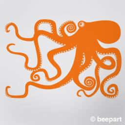 Octopus Vinyl Wall Decal, Illustrated Sea Creature Design - thumbnail 3