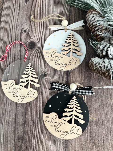 Custom Laser Cut Christmas Ornament Engraved Wood & Acrylic - image 1