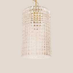 Darja Vintage Pendant Light Handcrafted Glass Lamp Textured Retro Ceiling Fixture Yugoslavia Gold Brass - thumbnail 3