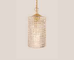 Darja Vintage Pendant Light Handcrafted Glass Lamp Textured Retro Ceiling Fixture Yugoslavia Gold Brass - thumbnail 1