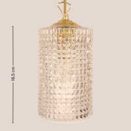 Darja Vintage Pendant Light Handcrafted Glass Lamp Textured Retro Ceiling Fixture Yugoslavia Gold Brass - thumbnail 4