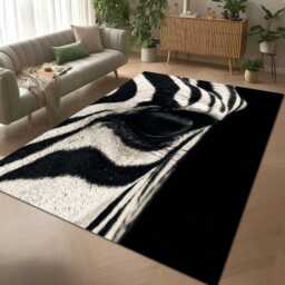 Zebra Stripe Black White Animal Rug & Tile Mat Design - thumbnail 2
