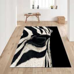 Zebra Stripe Black White Animal Rug & Tile Mat Design - thumbnail 1