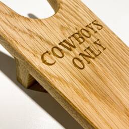 Cowboys Only - Western Style Oak Boot Jack Personalised Handmade Pull Bespoke Gift Country - thumbnail 4