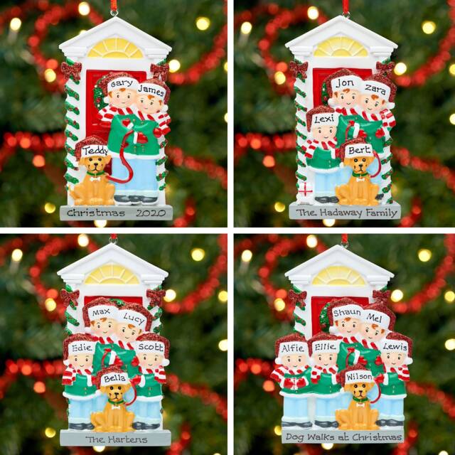 Personalised Family Christmas Xmas Tree Decoration Ornament - With Dog - image 1