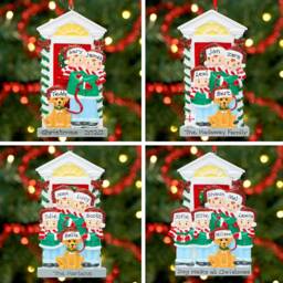 Personalised Family Christmas Xmas Tree Decoration Ornament - With Dog - thumbnail 1