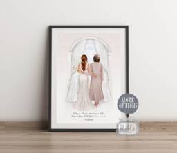 Bride & Mother Gift, Custom Portrait Art, Of The Custom, Bridal Drawing, Wedding Gift For - thumbnail 1