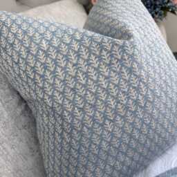 Elm Leaf Cushion Cover John Lewis French Blue Woven Design Pillow Case Handmade in UK - thumbnail 4