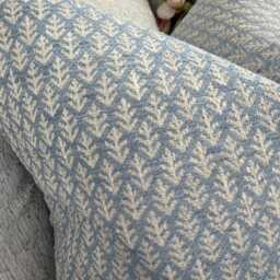 Elm Leaf Cushion Cover John Lewis French Blue Woven Design Pillow Case Handmade in UK - thumbnail 2