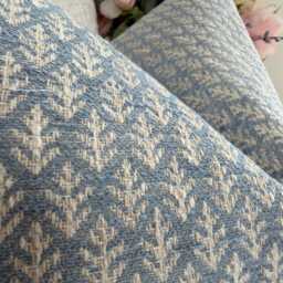 Elm Leaf Cushion Cover John Lewis French Blue Woven Design Pillow Case Handmade in UK - thumbnail 3