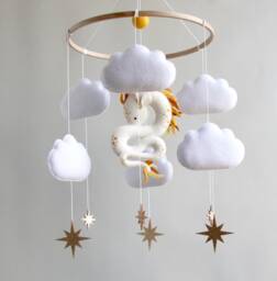 Dragon Baby Mobile Boy Girl Baby Shower Gift For Newborn First Time Mom Cloud Stars Nursery Congratulations - thumbnail 1