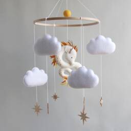 Dragon Baby Mobile Boy Girl Baby Shower Gift For Newborn First Time Mom Cloud Stars Nursery Congratulations - thumbnail 3