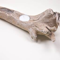 Driftwood - Candlestick Tealight Holder Candles Wood Decoration Garden Party Gift Host Mood Light Ambience - thumbnail 3