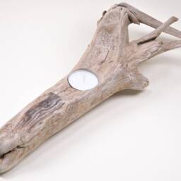 Driftwood - Candlestick Tealight Holder Candles Wood Decoration Garden Party Gift Host Mood Light Ambience - thumbnail 4