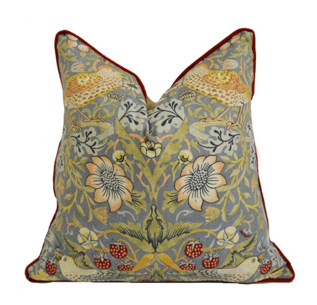 William Morris - Strawberry Thief Slate/Vellum Stunning Iconic Classic Designer Cushion Cover Handmade Home Decor Luxury Throw - image 1
