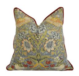 William Morris - Strawberry Thief Slate/Vellum Stunning Iconic Classic Designer Cushion Cover Handmade Home Decor Luxury Throw - thumbnail 1