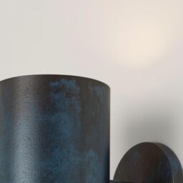 Handmade Copper Wall Sconce Dark Blue Patina, Industrial Accent Light - thumbnail 4