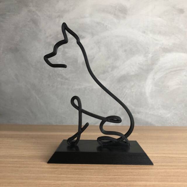 Pinscher Line Art Sculpture - Minimalist Dog Shelf Decor - image 1