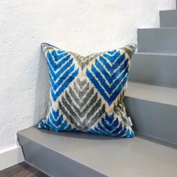 Velvet Ikat Pillow Cover Windcraft - Decorative Cushion For Sofa Or Bed - thumbnail 2