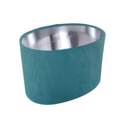 Oval Teal Lampshade in Velvet With A Silver Lining