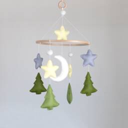 Felt Baby Mobile With Moon, Stars & Trees, Nursery Decor