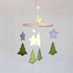 Felt Baby Mobile With Moon, Stars & Trees, Nursery Decor - thumbnail 2