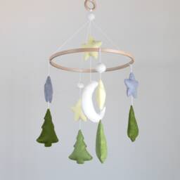 Felt Baby Mobile With Moon, Stars & Trees, Nursery Decor - thumbnail 4